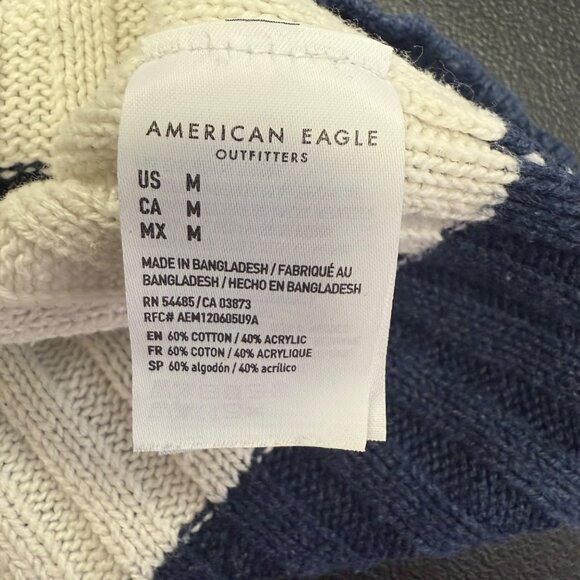 American Eagle Womens Striped Cropped Cardigan Navy White Nautical V-Neck Size M - Picture 7 of 10